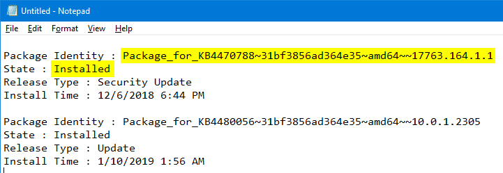 dism Check if a Windows Update KB is Installed