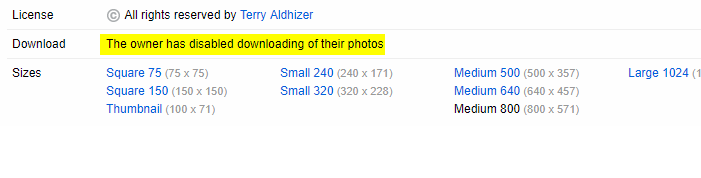 flickr photo disabled downloading by owner