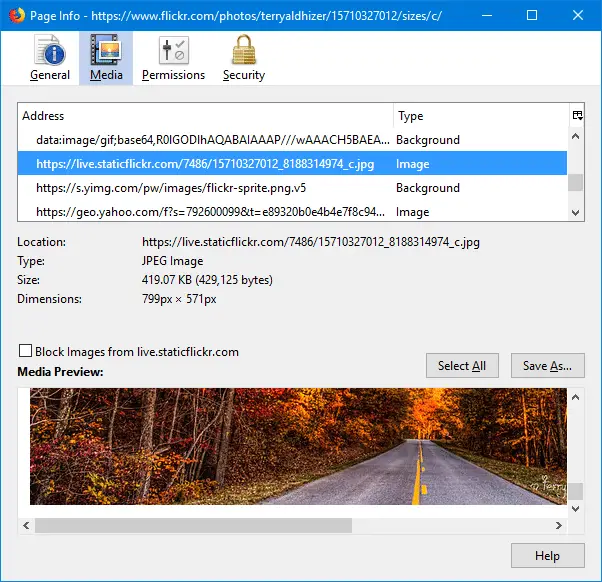 extract links from a webpage in windows - firefox media