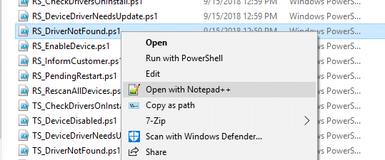 Контекстное меню Notepad ++ в Windows
