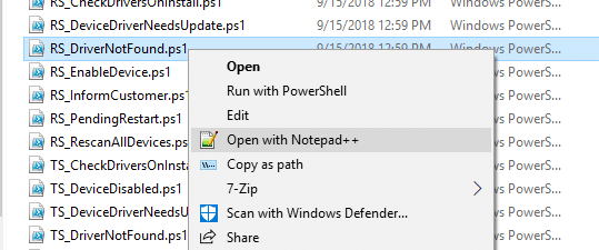 Notepad++ right-click menu in Windows