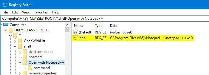 Notepad++ right-click menu in Windows