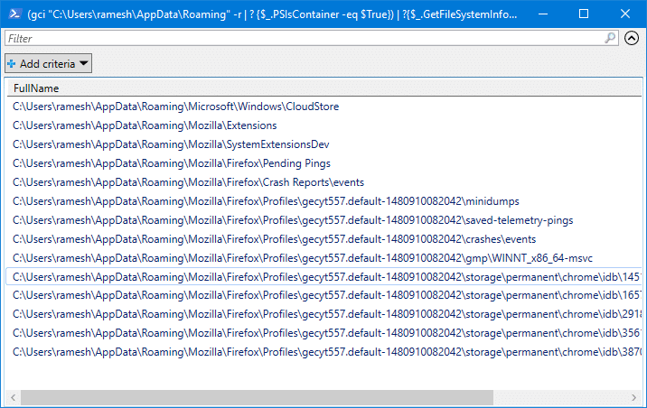 powershell find empty folders list output grid view