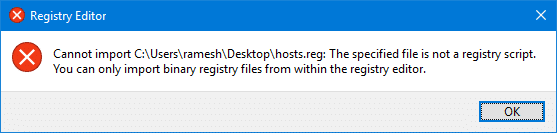 specified file is not a registry script