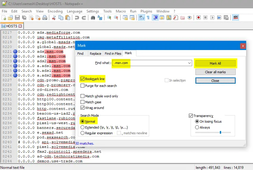 remove lines containing a word or string in a text file