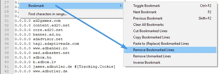 remove lines containing a word or string in a text file