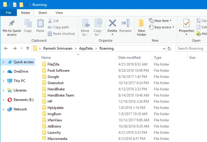 appdata roaming folder contents