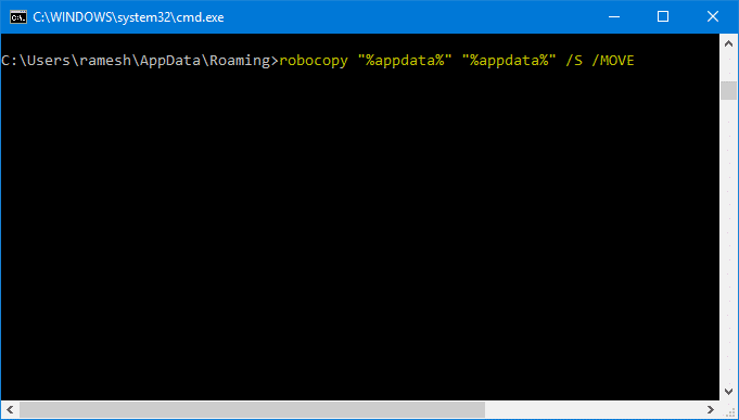 robocopy remove empty folders - appdata roaming