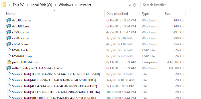файлы MSP установщика Windows удалить