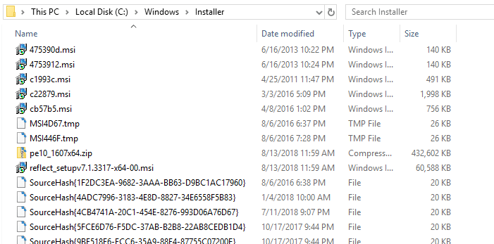 can i remove windows installer msp files