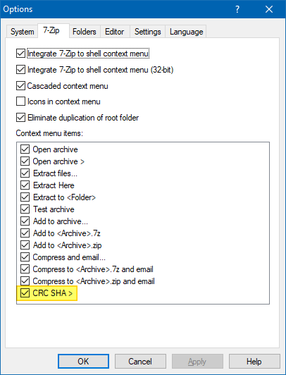 get file hash right-click menu 7-zip