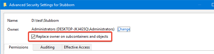 failed to enumerate objects in the container - change ownership recursively sub-folders