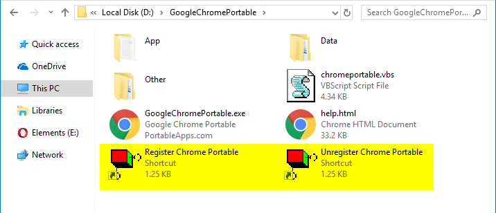 register google chrome portable with default programs or default apps