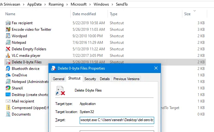 delete 0-byte empty files in windows - vbscript