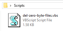 delete 0-byte empty files in windows - vbscript