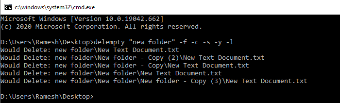 delete empty files recursively