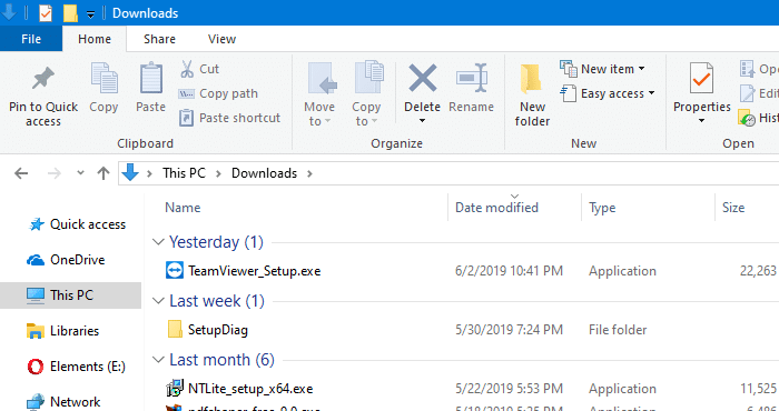 downloads folder grouped by name - 1903 known issues