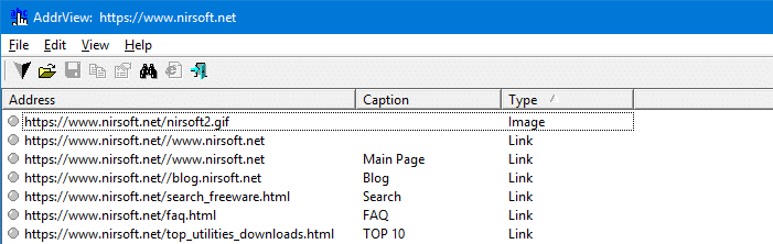 extract links from a webpage in windows