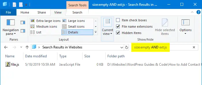 find and delete 0-byte files in windows