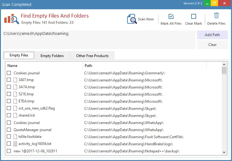 remove 0-byte empty files in windows