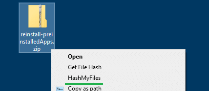 get file hash via the right-click menu - hashmyfiles