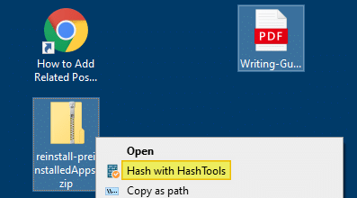get file hash via the right-click menu - hashtools