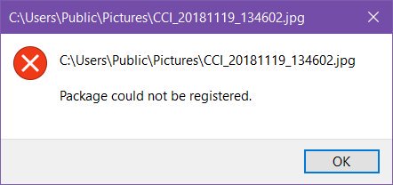 Package could not be registered - photos app