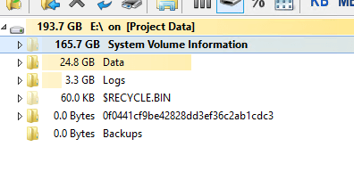 system volume information very large on windows server