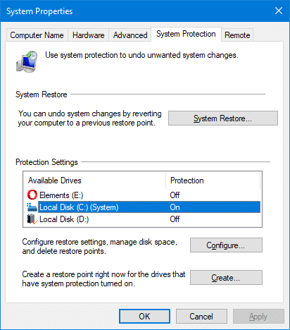 delete system restore thing windows 7