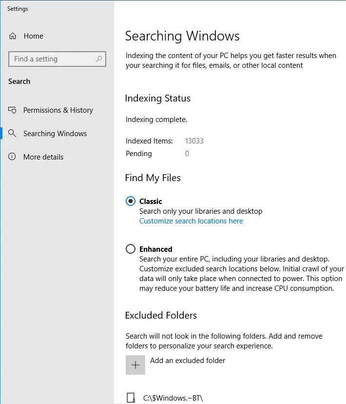 What is Enhanced Search in Windows 10