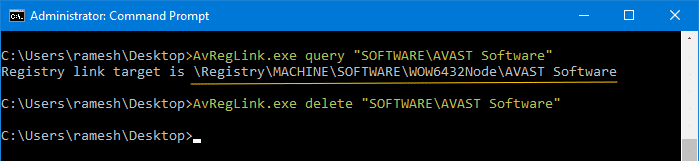 delete avast software registry key