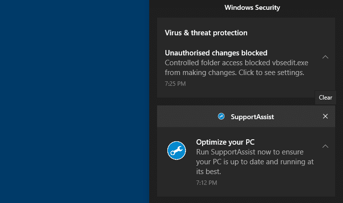 clear all notifications shortcut action center