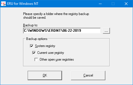 erunt backup registry hives windows 10