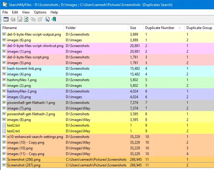 find and delete duplicate files - searchmyfiles