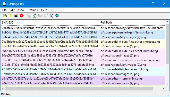 find and delete duplicate files in windows - hashmyfiles