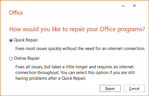 word .docx and .doc files show generic white icon - repair office