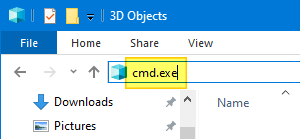 open command prompt in current folder - address bar cmd.exe