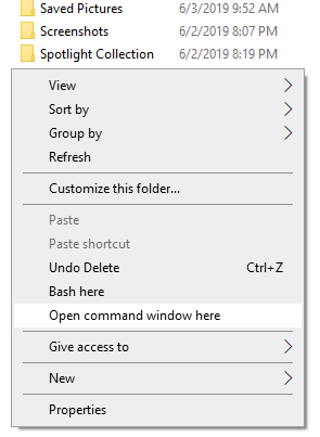 open command prompt in current folder - context menu cmdhere
