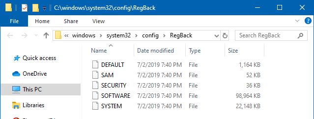 enableperiodicbackup regback - completely backup registry