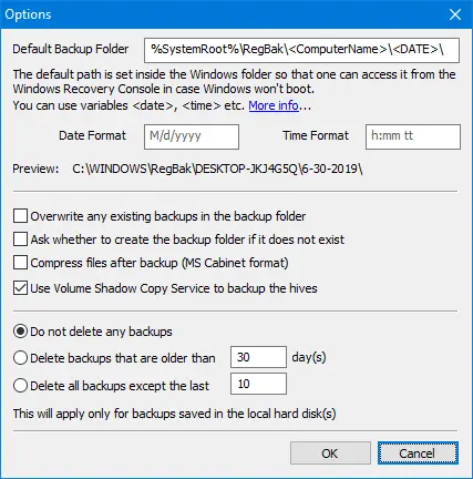 полное резервное копирование реестра Windows 10 - утилита резервного копирования и восстановления реестра