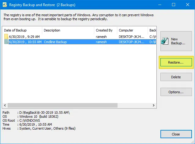 полное резервное копирование реестра Windows 10 - утилита резервного копирования и восстановления реестра