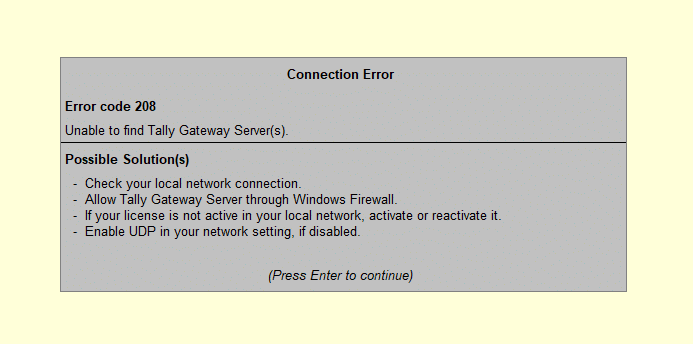 tally error 404 unable to connect to tally gateway server