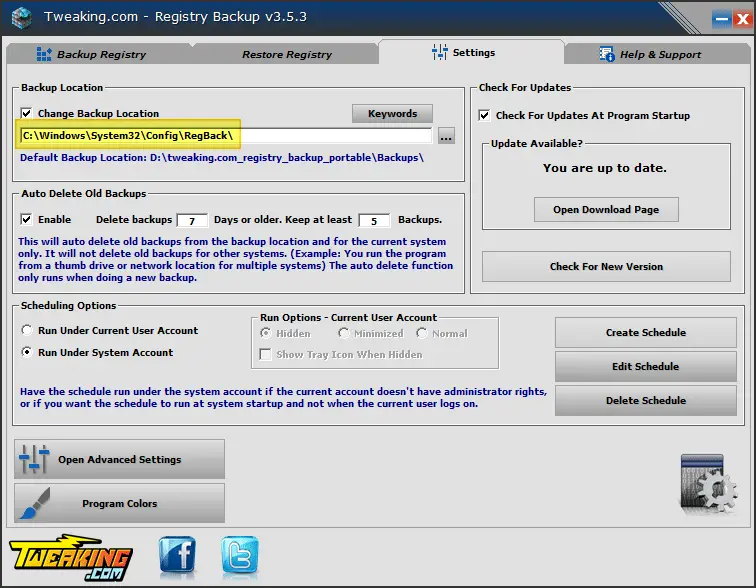 registry backup windows 10 - tweaking.com registry hives regback folder