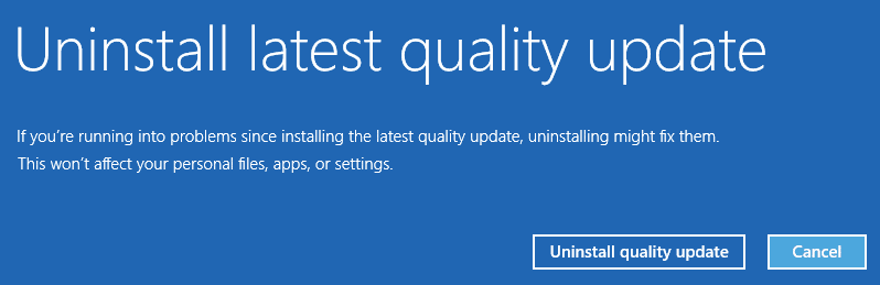 uninstall windows 10 update offline