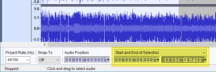 export selected audio from mp4 video using audacity