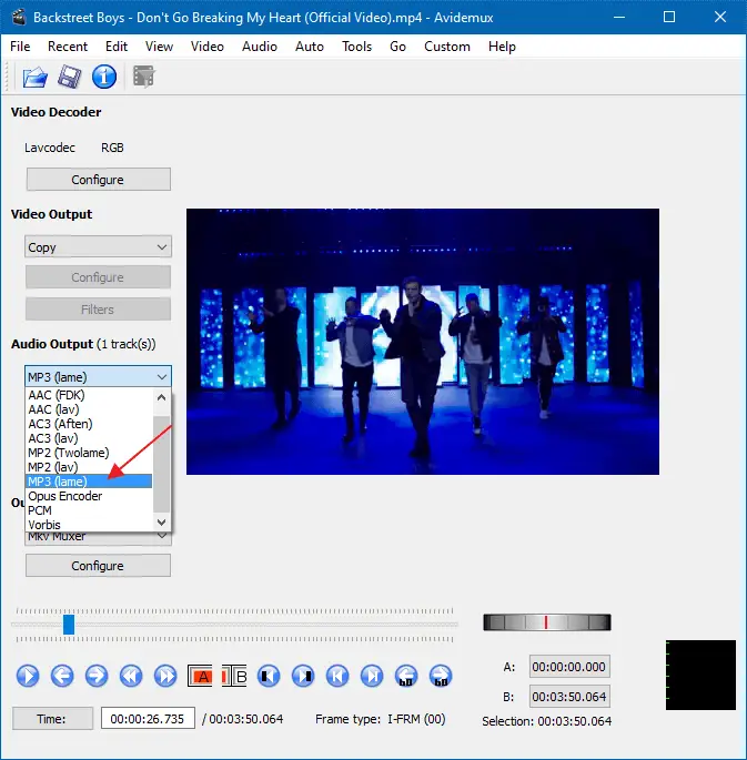 convert mp4 to mp3 offline - extract audio from video - avidemux
