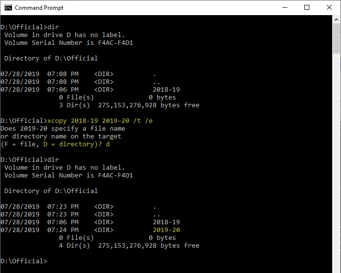 copy directory structure without files