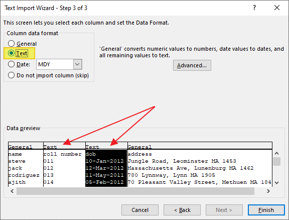 prevent excel convert data format import .csv file