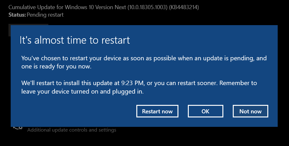 install updates and shut down windows 10