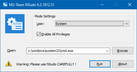 run programs as local system - nsudo